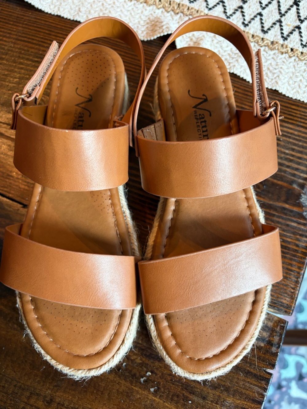 Natural reflections Leather Double-Band Slingback Sandals